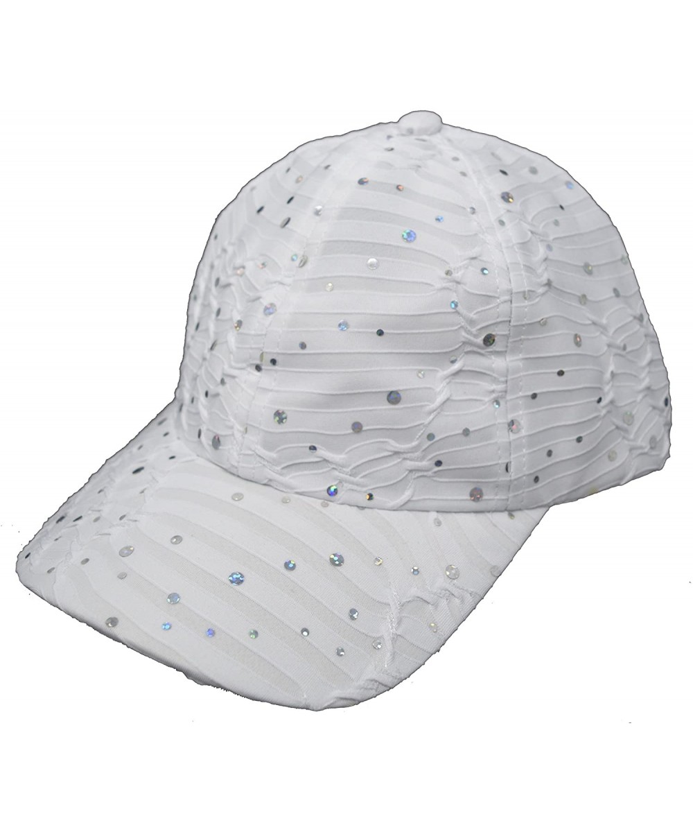 Baseball Caps Sparkle Baseball Cap [Style 630] - White - CZ11CYPYLZV $17.05