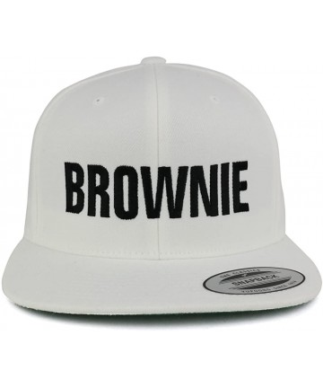 Baseball Caps Brownie Embroidered Flat Bill Adjustable Snapback Cap - Off White - CJ18369HLY3 $25.78