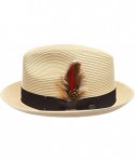 Fedoras Men's Summer Lightweight Crushable Trilby Fedora hat with Removable Feather - A. Natural With Solid Band - CK18E44YOX...