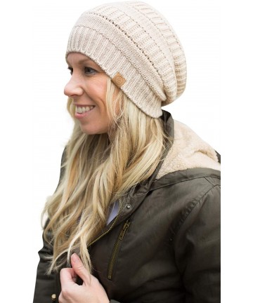 Skullies & Beanies Olivia and Jane Warm and Cozy- Lightweight Slouch Beanie- Winter Hats for Women - Beige - C618U8N0Z5M $19.04