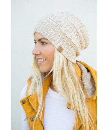 Skullies & Beanies Olivia and Jane Warm and Cozy- Lightweight Slouch Beanie- Winter Hats for Women - Beige - C618U8N0Z5M $19.04