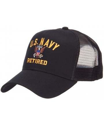 Baseball Caps US Navy Retired Military Embroidered Mesh Cap - Black - CS124YM9MSH $31.39
