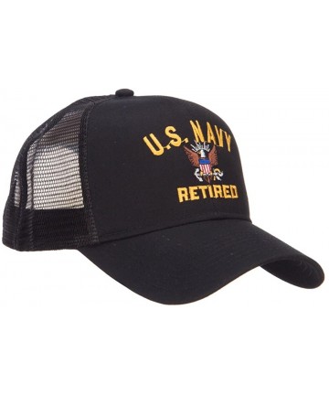 Baseball Caps US Navy Retired Military Embroidered Mesh Cap - Black - CS124YM9MSH $31.39