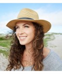 Sun Hats Womens UPF50 Foldable Summer Straw Hat Wide Brim Fedora Sun Beach hat - Khaki - CF189UYC634 $22.83