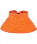 Sun Hats Women Foldable Wide Brim Straw Sun Visor Outdoor UV Proof Roll-up Open Top Hat - Orange - CM18EIRWNWS $15.00