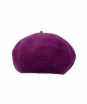 Berets French Casual Classic Solid Women Wool Beret Hat - Plum - CL194290ZI3 $15.75