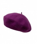 Berets French Casual Classic Solid Women Wool Beret Hat - Plum - CL194290ZI3 $15.75