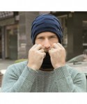 Skullies & Beanies Winter Beanie Hat Circle Scarf Touchscreen Gloves Set for Men Boys Hats Knit Slouchy Thick Skull Cap - Blu...