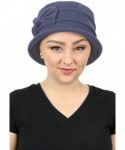Skullies & Beanies Women's Hat Fleece Cloche Cancer Headwear Chemo Ladies Winter Head Coverings Bow - Blue Grey - C418XQ86932...