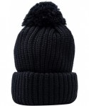 Skullies & Beanies Womens Winter Beanie - Black Basic Knit With Pom - C8182A5KLL3 $12.69