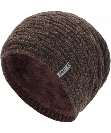 Skullies & Beanies Oversized Unisex Fleece Lined Slouchy Beanie Soft Thick Warm Winter Knitted Beanie Ski Hat - C618YKDO4T6 $...