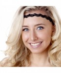 Headbands Women's Adjustable NO Slip Wave Bling Glitter Headband - Black & Ruby Wave 2pk - CH11MPODWJ7 $18.01