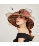 Sun Hats Women's Summer Sun Hat Foldable Floppy Organza Wide Brim Bucket Hat Straw Hat - F-coffee - CH18S6GA95G $29.88