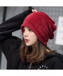 Skullies & Beanies Women Fashion Leisure Winter Warm Hat Velvet Soft Beanie for Outdoors - Burgundy - CB188E6A3L3 $18.55