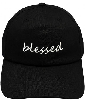 Baseball Caps Blessed Embroidered Unisex Women Dad Cap Adjustable Strapback Baseball hat - Black - CR18ZXT5EZK $15.77