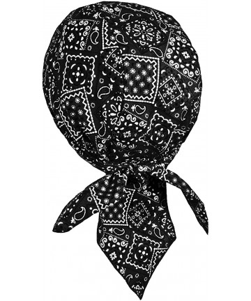 Skullies & Beanies Doo Rag Black Paisley Bandana Skull Cap with Sweatband Pirate Hat - CM180CHMT9O $23.38