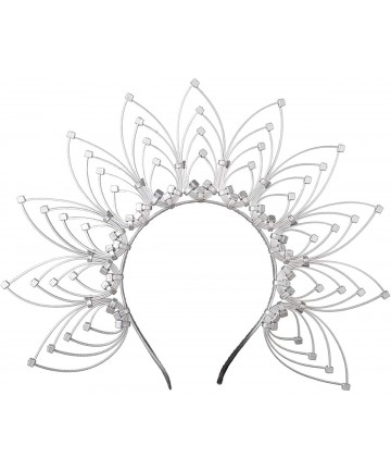 Headbands Gothic Crown Halo Crown Sunburst Zip Tie Headband Feather Crown Gold - Moon Silver - C8193WYXIAG $61.54