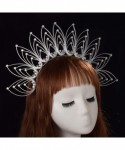 Headbands Gothic Crown Halo Crown Sunburst Zip Tie Headband Feather Crown Gold - Moon Silver - C8193WYXIAG $41.56