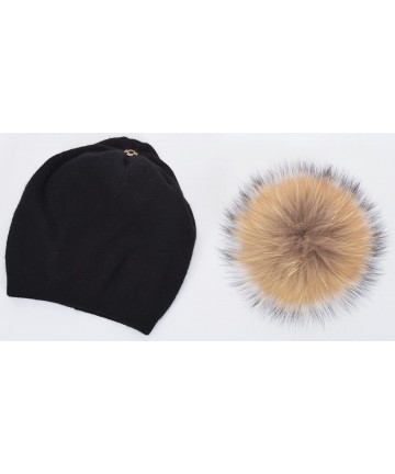 Skullies & Beanies Colors Slouchy Cashmere Raccoon Stocking - Black - C912NQZ16RS $39.36