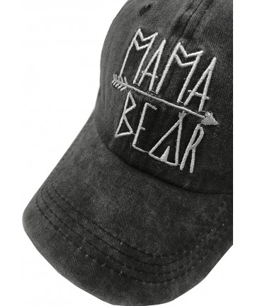 Baseball Caps Mama Bear Denim Hat Adjustable Female Stretch Baseball Hats - Embroidered Black - CH18U7UICN2 $18.44
