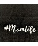 Skullies & Beanies Women's Embroidered Mom Life Beanie Hat Cuffed Winter Skull Knit Cap Black - CQ18XOIC20U $14.26