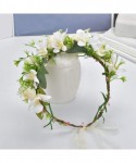 Headbands Boho Flower Headband Hair Wreath Floral Garland Crown Halo Headpiece with Ribbon Wedding Festival Party - V - CK18U...