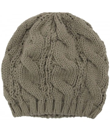 Berets Warm Chuncky Knit Over Size Cable Beanie Beret- Taupe - C911VC7YK7V $13.54