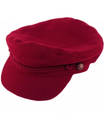 Newsboy Caps Men's 100% Soft Wool Greek Fisherman Sailor Fiddler Driver Hat Flat Cap - Solid Burgundy - C718LK8797X $19.53