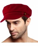 Newsboy Caps Men's 100% Soft Wool Greek Fisherman Sailor Fiddler Driver Hat Flat Cap - Solid Burgundy - C718LK8797X $19.53