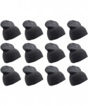 Skullies & Beanies Solid Color Short Winter Beanie Hat Knit Cap 12 Pack - Charcoal Grey - CT18H6Q3TOS $37.45