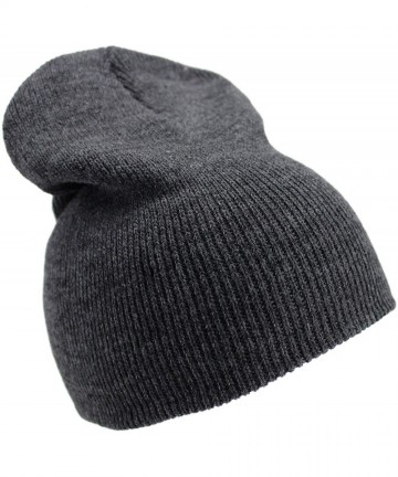 Skullies & Beanies Solid Color Short Winter Beanie Hat Knit Cap 12 Pack - Charcoal Grey - CT18H6Q3TOS $37.45