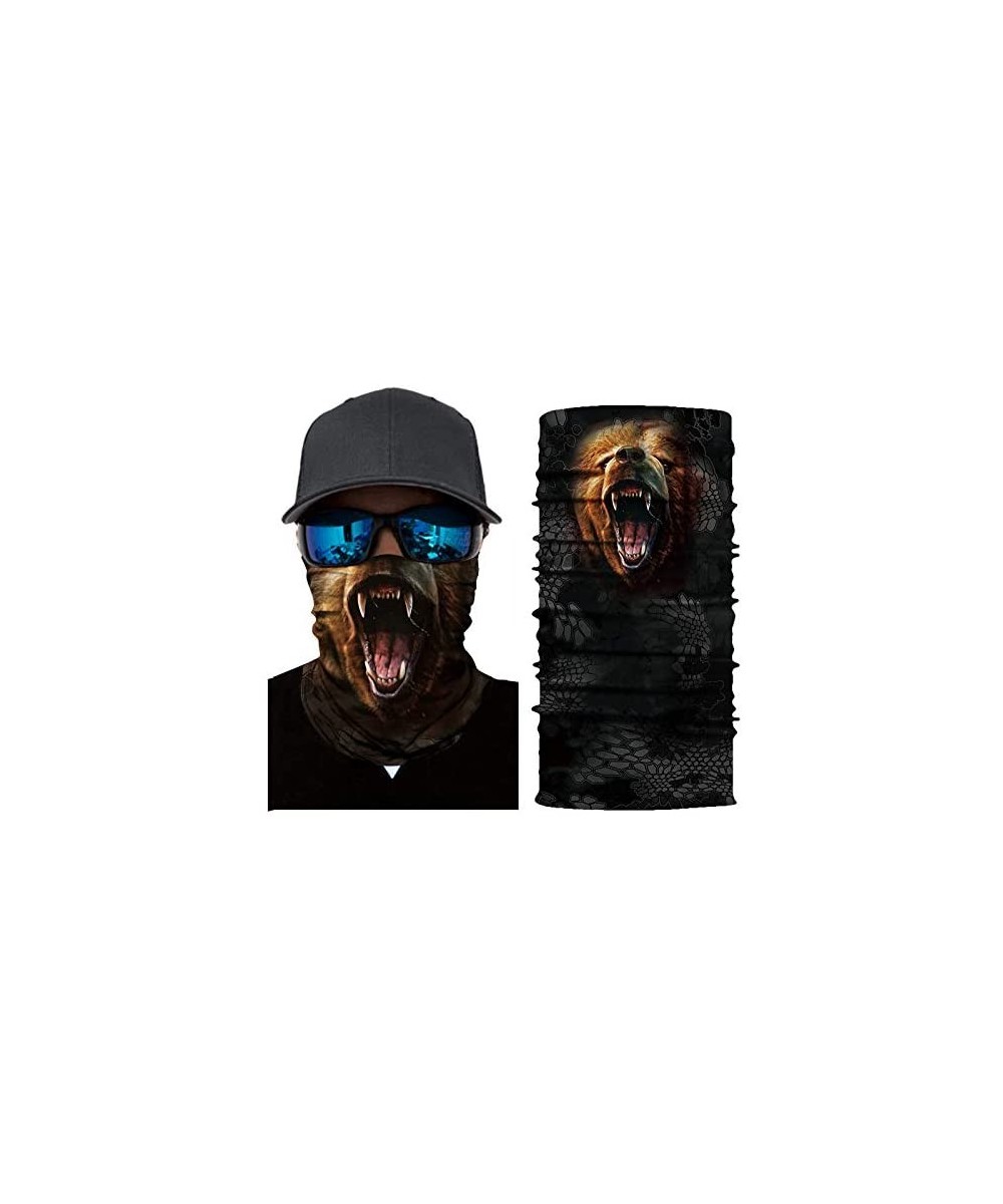 Balaclavas Cool Skull USA Flag Printed Seamless Face Mask Neck Gaiter Bandana Balaclava Headwear - Bear Graphic - C7197W7QN6S...
