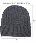 Skullies & Beanies Men's Wool Blend Knit Beanie- Soft & Warm Velour Fleece Lined - Cable - Dark Gray - C61270EP0J1 $24.73