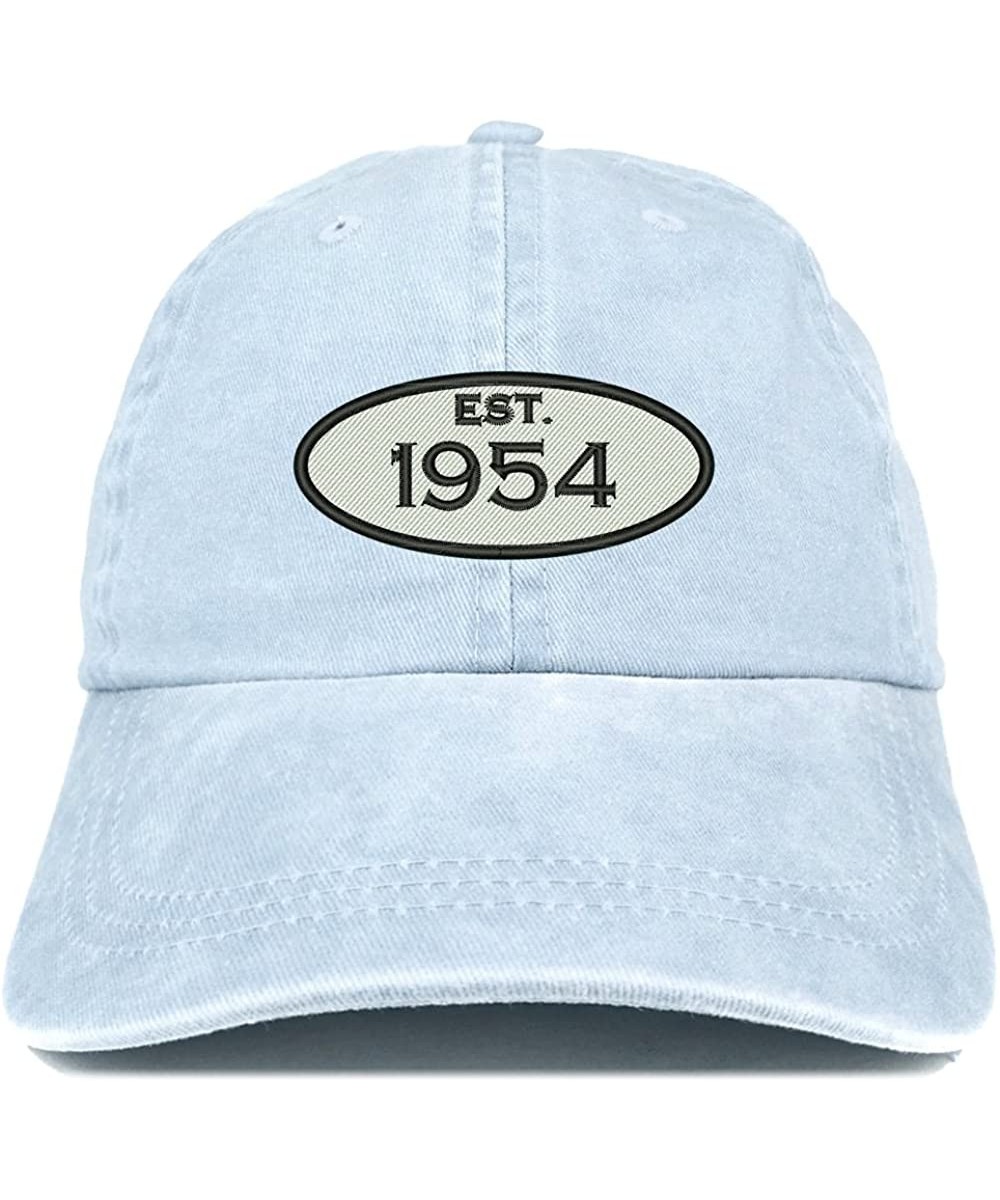 Baseball Caps Established 1954 Embroidered 66th Birthday Gift Pigment Dyed Washed Cotton Cap - Light Blue - CY180L7Y7A7 $23.12