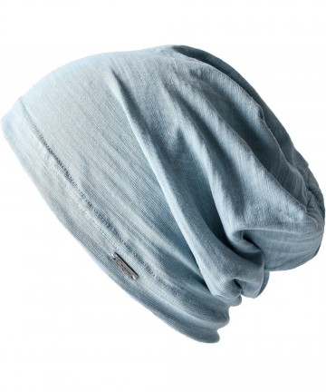 Skullies & Beanies Summer Beanie for Men & Women - Slouchy Lightweight Chemo Cotton Hipster Fashion Knit Hat - Light Blue - C...