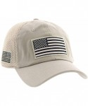 Baseball Caps American US Military Embroidered Flag Soft Mesh Hat Trucker Cap - Khaki - CM18U8AQIX5 $19.96