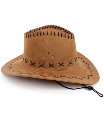 Cowboy Hats Wild Brim Cowboy Hat Fancy Dress Party Accessory Country Western Rancher - Brown - CV12DH3QKKH $14.01