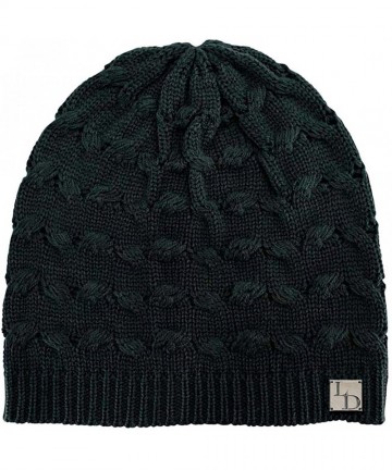 Skullies & Beanies Oversize Cable Knit Slouchy Beanie Cap Hat - Black - CA116QXMPEB $16.97