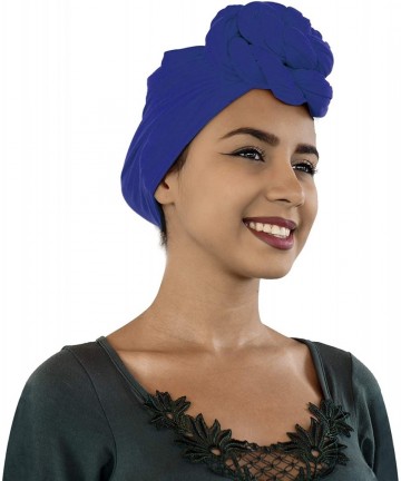 Headbands Turban Stretch Head Wrap Scarf Jersey Knit extra long 70"x33" for Women - Blue - C918RLY92LU $14.34