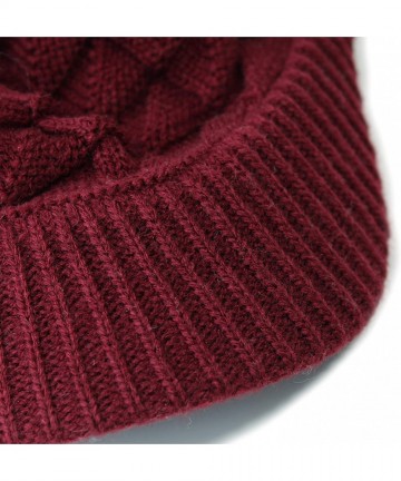 Skullies & Beanies Unisex Winter Hats with Visor Warm ski hat Stylish Knitted hat for Men and Women - Burgundy - C318ISLHSCM ...