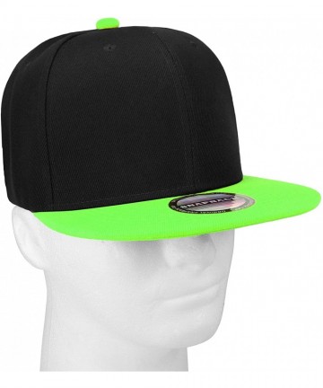 Baseball Caps Classic Snapback Hat Cap Hip Hop Style Flat Bill Blank Solid Color Adjustable Size - 2pcs Black & Black/Green -...