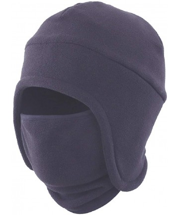 Balaclavas Men's Warm 2 in 1 Hat Winter Fleece Earflap Skull Sports Beanie Ski Mask - Navy - C118YZXGIII $23.30