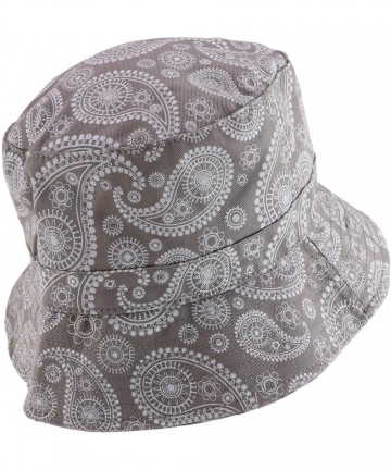 Bucket Hats Paisley Bandana Print 100% Cotton Bucket Hat - Grey - CQ12O8XEU5U $26.04