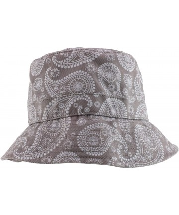 Bucket Hats Paisley Bandana Print 100% Cotton Bucket Hat - Grey - CQ12O8XEU5U $26.04