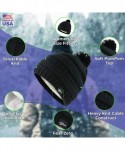Skullies & Beanies NJ Extreme Warm Plush Wool Insulated White Black Knit Cable Pom Pom Skullies Cap Winter Beanie Hat for Wom...