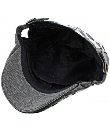 Newsboy Caps Newsboy Hats for Men-Plain Stripe Beret Cabbie Driving Gatsby Flat Cap - Style 10 Grey Stripe(cotton Blend) - CY...