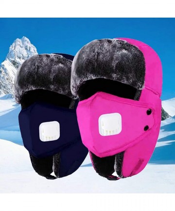 Skullies & Beanies New Winter Trapper Hat Ushanka Russian Style Cap with Ear Flap Chin Strap and Windproof Mask - Navy - C518...