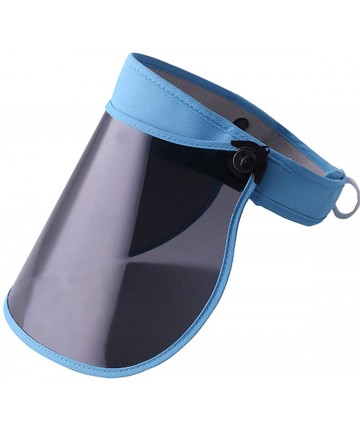 Visors Sun Visor Hat Clear Beach Cap Foldable Visor UV Protection Hat Unisex Wide Brim - Blue - C218QALHIMM $20.79