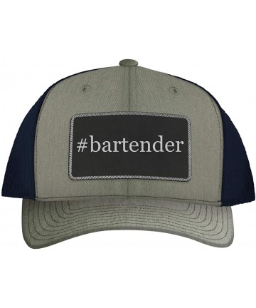 Baseball Caps Bartender - Leather Hashtag Black Metallic Patch Engraved Trucker Hat - Heather\navy - CD18Z9TC56E $25.49