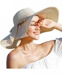 Sun Hats Women Big Bowknot Straw Hat Floppy Foldable Roll Up Beach Cap Sun Hat - Beige - C618D2YING3 $18.32